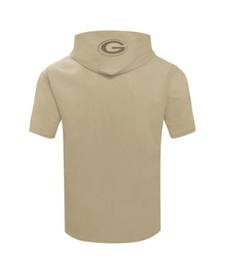 Men's Tan Green Bay Packers Neutrals Capsule Short Sleeve Pullover Hoodie