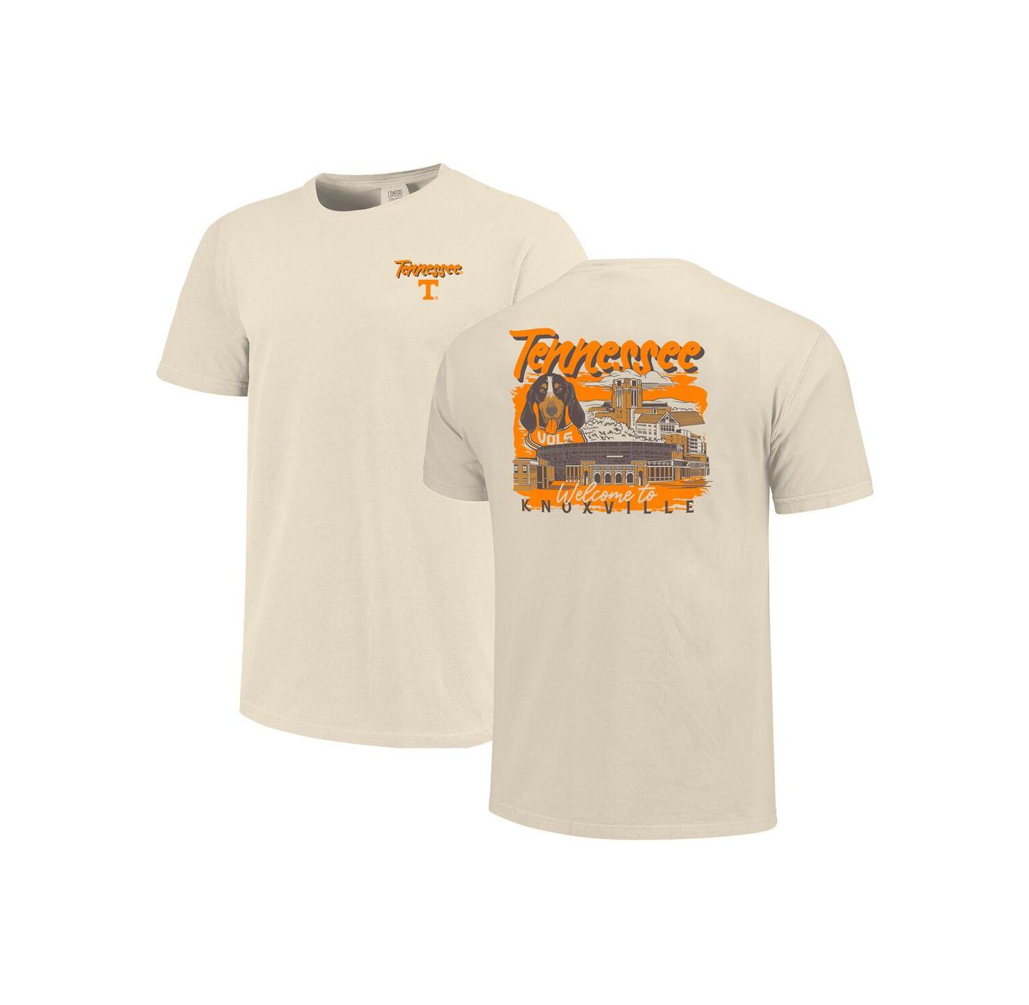 Men's Natural Tennessee Volunteers Comfort Colors Hand-Drawn Campus Stack T-Shirt