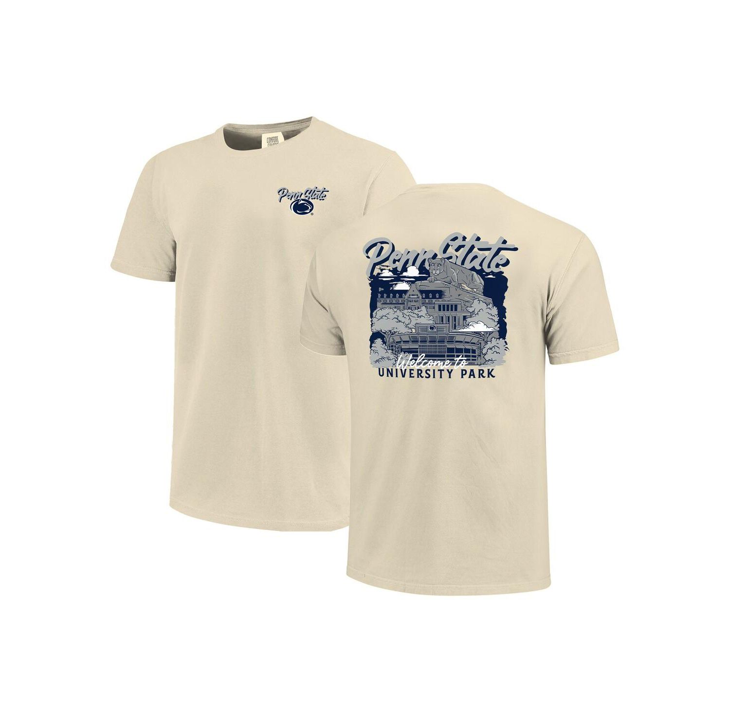 Men's Natural Penn State Nittany Lions Comfort Colors Hand-Drawn Campus Stack T-Shirt