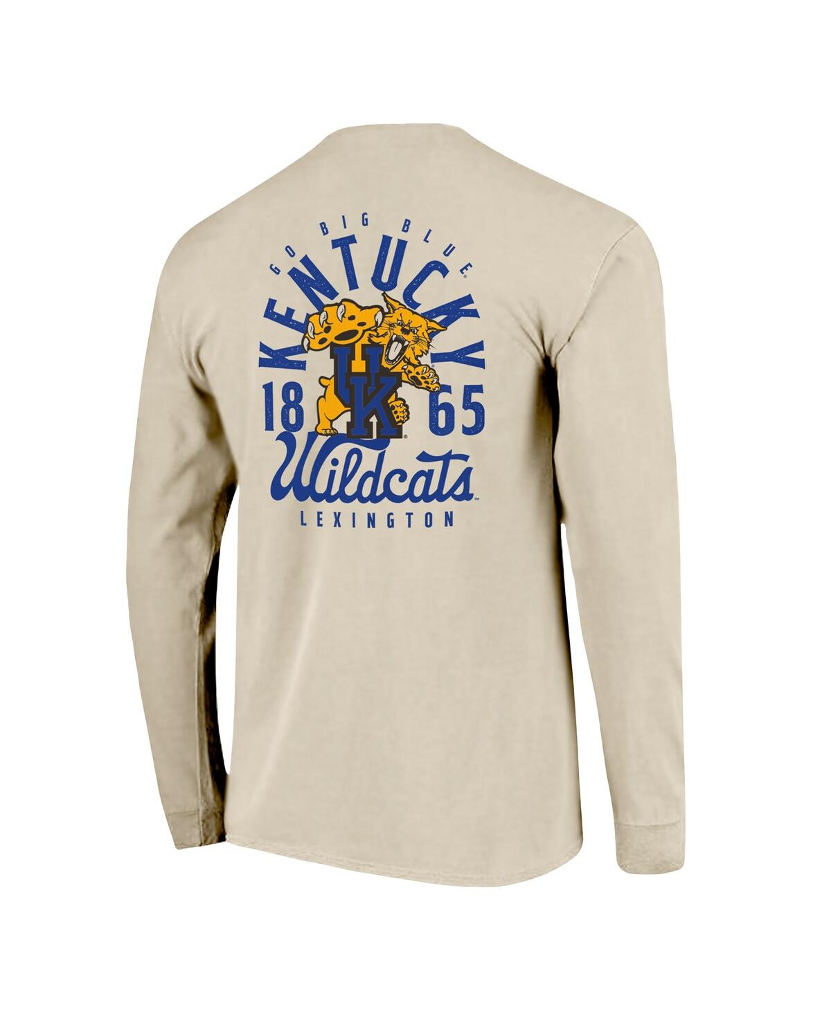 Image One Men's Natural Kentucky Wildcats Comfort Colors Mascot Overlay Long Sleeve T-shirt In Gray