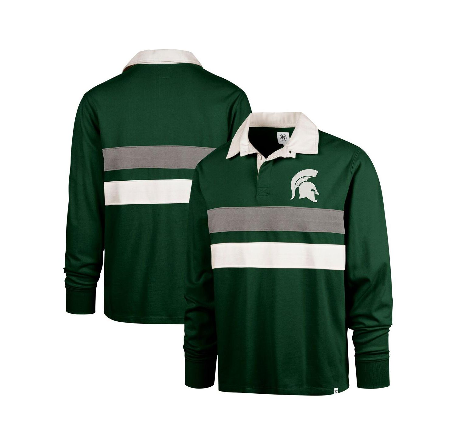 Men's Green Michigan State Spartans Clubhouse Knox Thames Long Sleeve Rugby Polo Shirt