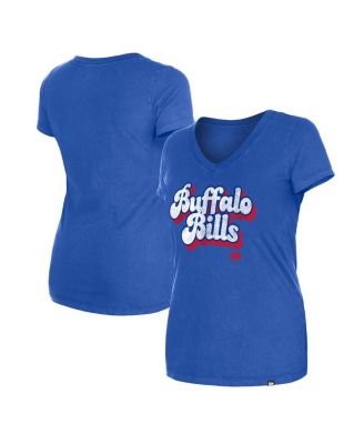 New Era - Women's Royal Buffalo Bills Enzyme Wash Low V-Neck T-Shirt