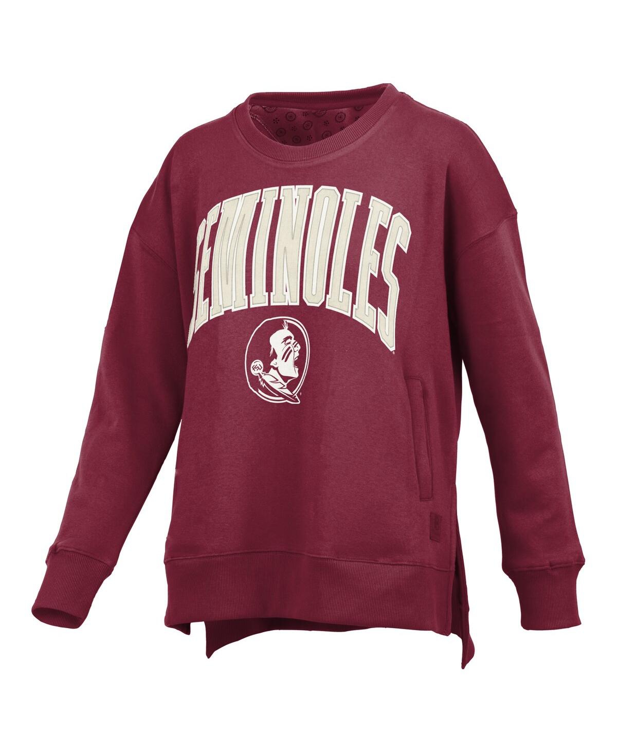 Pressbox Women's Garnet Florida State Seminoles Pocketed Arch Pullover Sweatshirt In Brown
