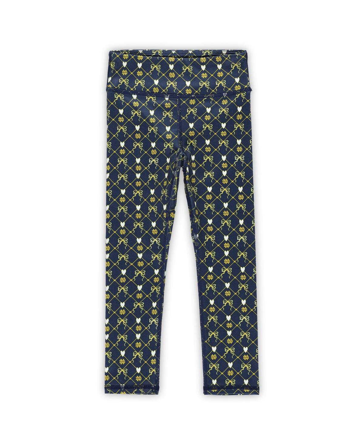 Zoozatz Girls Toddler 2-piece Navy Michigan Wolverines Tri-blend Bow Legging And Shirt Set In Blue