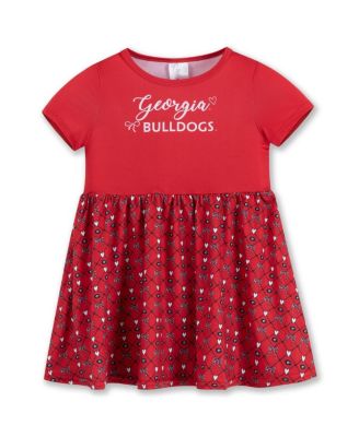 ZooZatz - Girls Toddler Red Georgia Bulldogs Short Sleeve Dress
