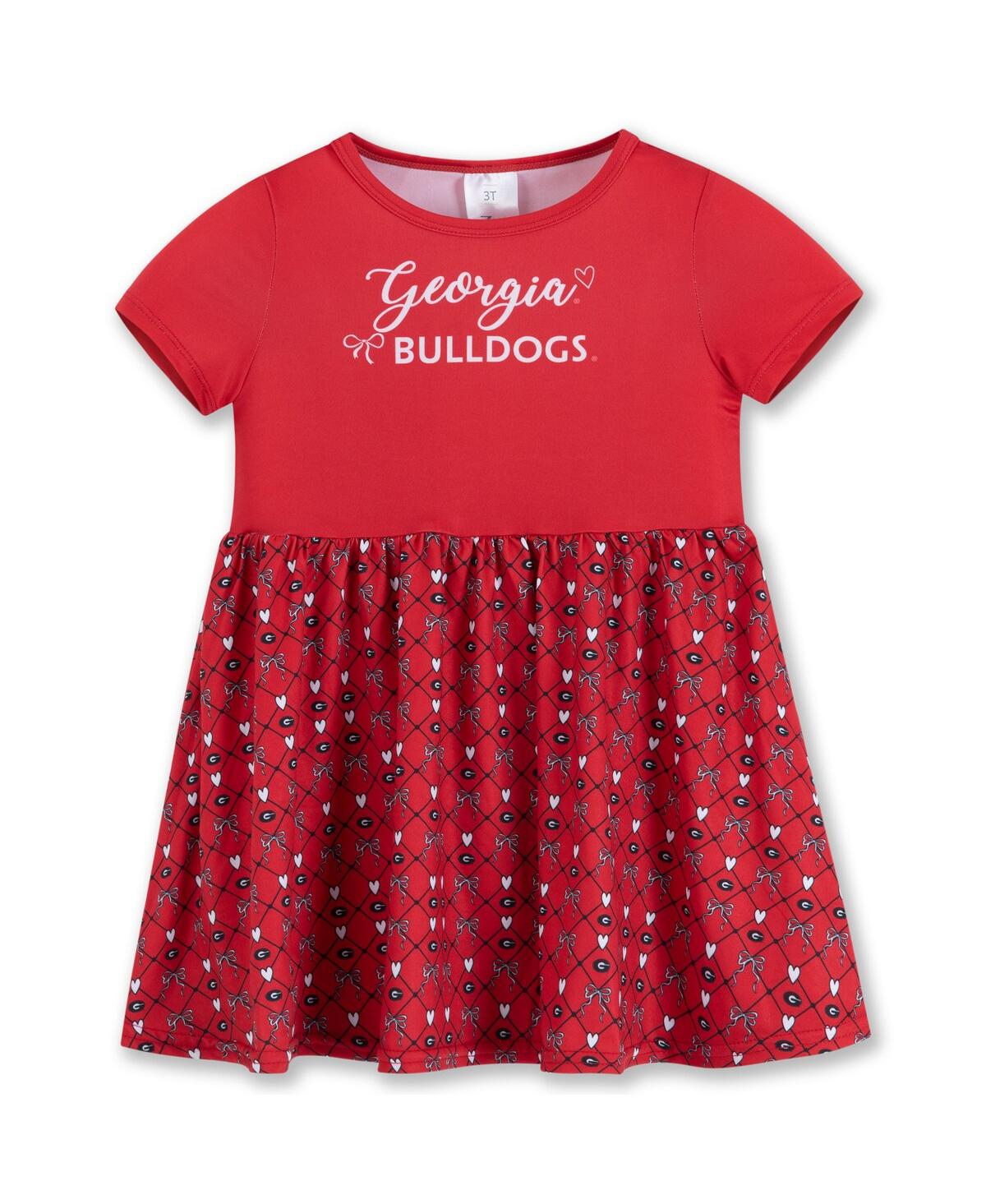 Zoozatz Girls Toddler Red Georgia Bulldogs Short Sleeve Dress In Red