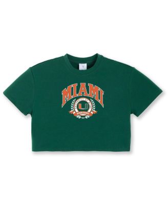 ZooZatz - Big Girls Green Miami Hurricanes Laurels Tri-Blend Cropped T-shirt