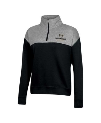 Women's Black Wake Forest Demon Deacons Color-Blocked Quarter-Zip Sweatshirt