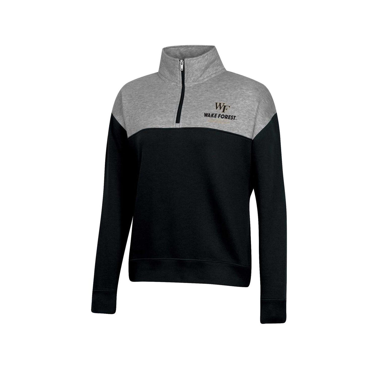 Women's Black Wake Forest Demon Deacons Color-Blocked Quarter-Zip Sweatshirt