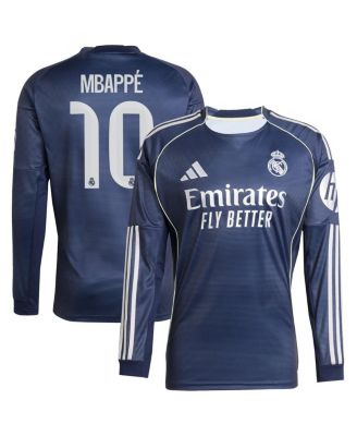 adidas - Men's Kylian Mbapp&eacute; Blue Real Madrid 2025/26 Away Replica Long Sleeve Player Jersey