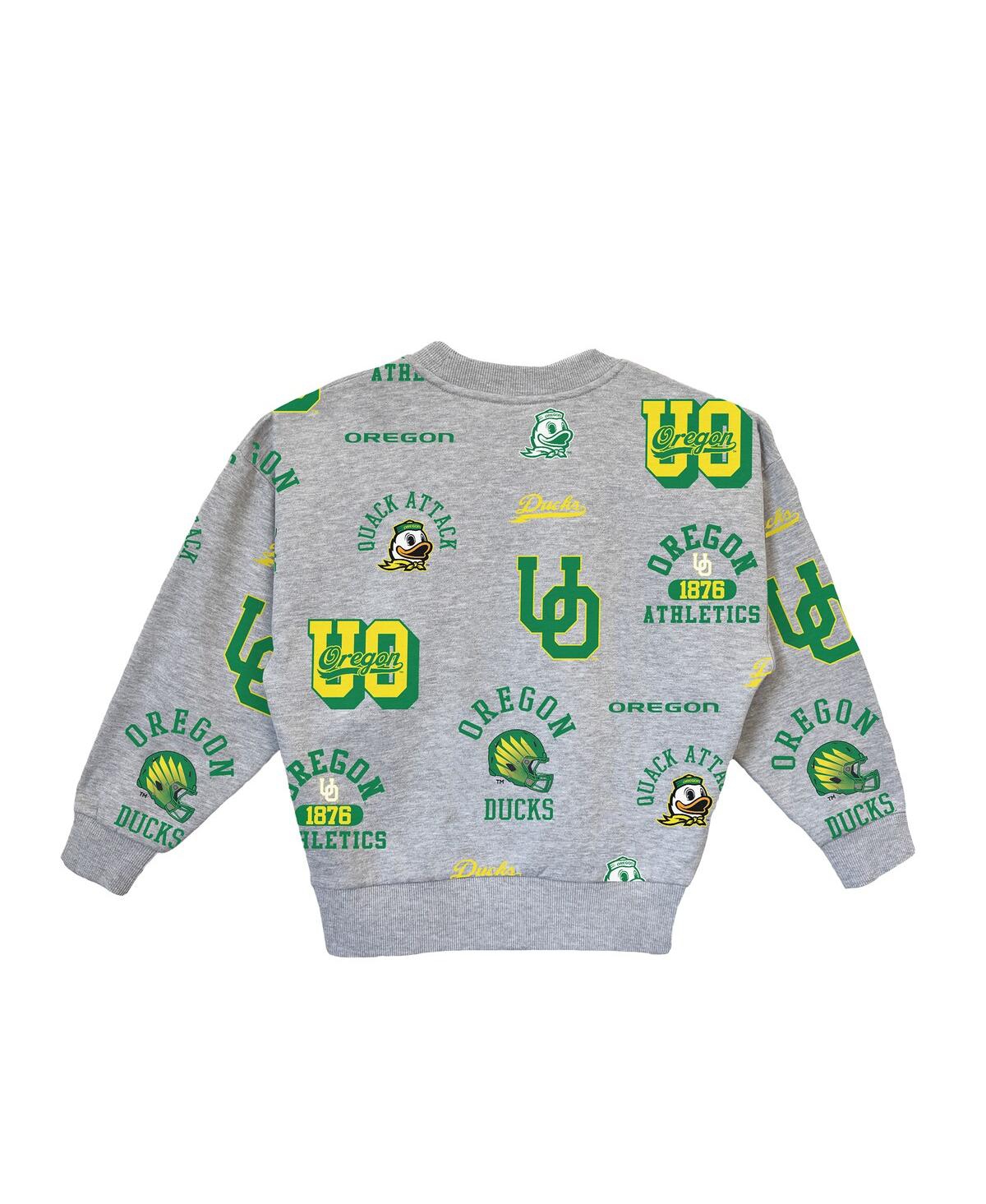 Gameday Couture Big Girls Gray Oregon Ducks Always On Repeat Pullover Sweatshirt