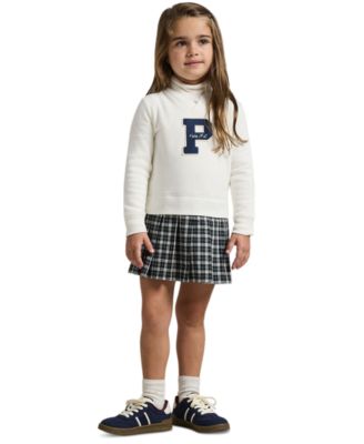 Girls' 2T-6X Letterman Long Sleeves Sweatshirt Dress