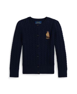 Polo Ralph Lauren - Girls 2T-6X Polo Bear Mini-Cable Cardigan