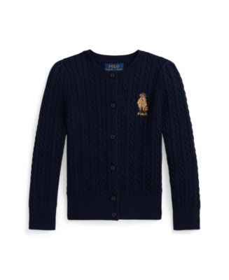 Polo Ralph Lauren Girls' 2T-6X Polo Bear Mini-Cable Cardigan - Macy's