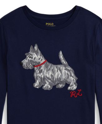 Girls' 7-16 Dog-Print Long-Sleeve T-Shirt