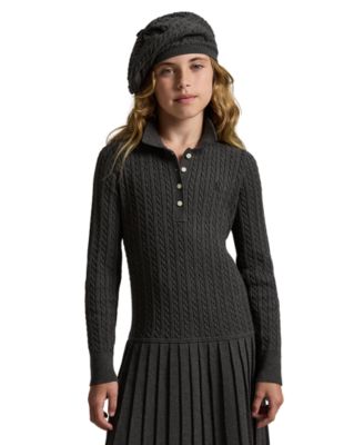 Girls' 7-16 Mini-Cable Long Sleeve Sweater Dress