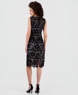 Women's Sequined Lace Boat-Neck Dress