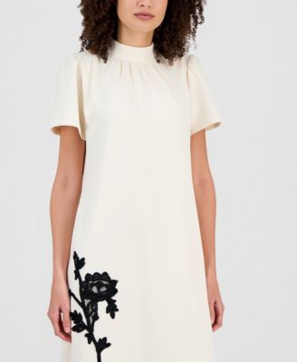 Petite Gathered Mock Neck Shift Dress