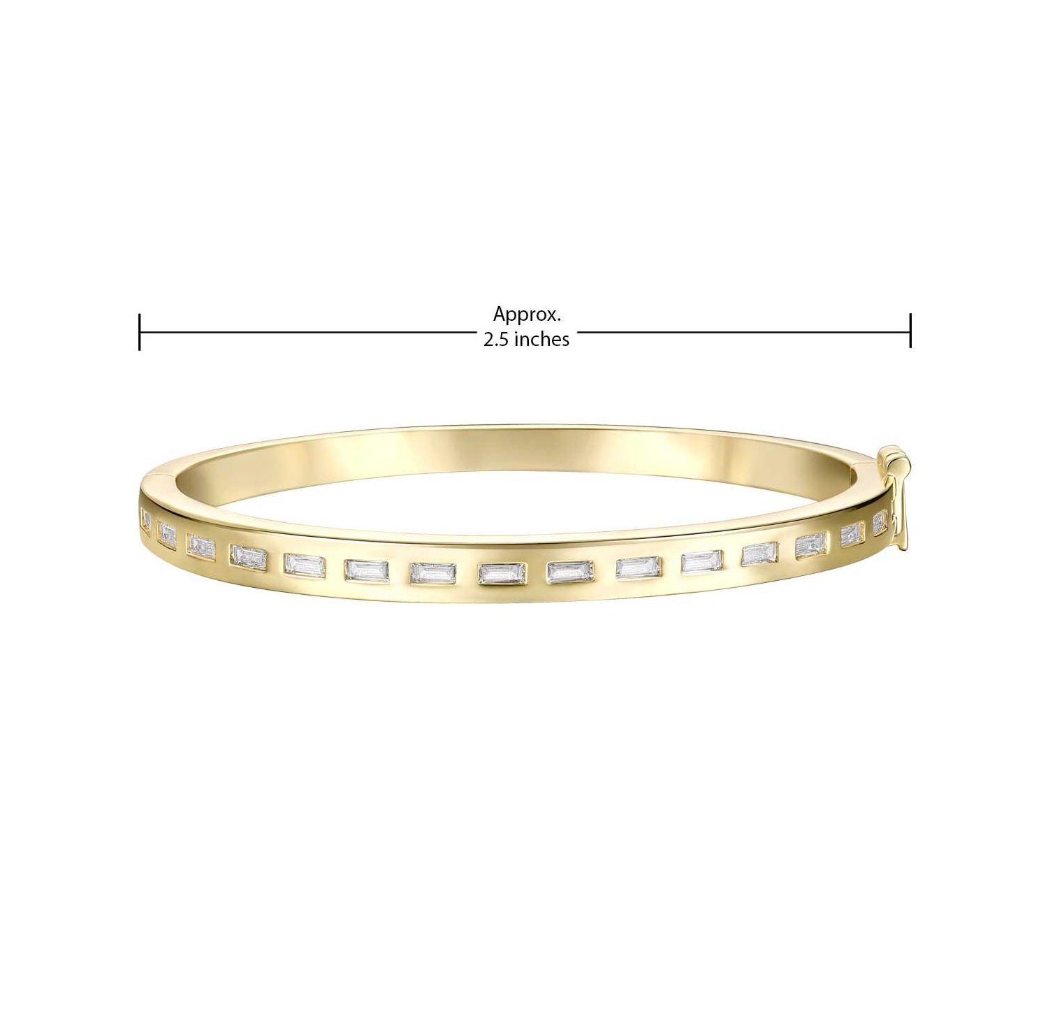 14K Gold Plated Brilliant CZ Baguette Bangle Bracelet