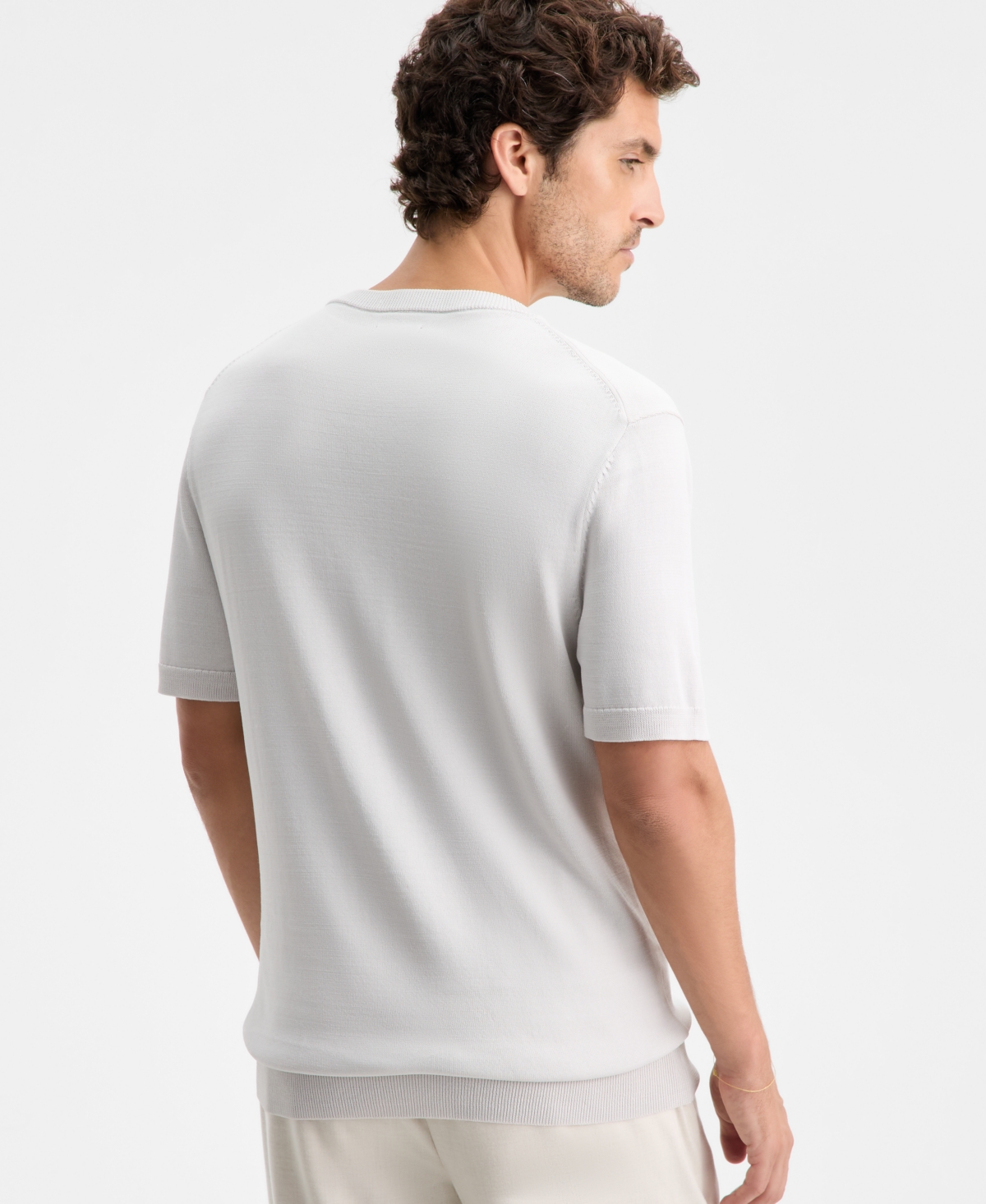 Alfani Men's Short Sleeve Seamless Sweater Tee, Macy's Exclusive In Brown