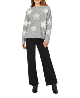 Women's Crochet Flower Knit Sweater
