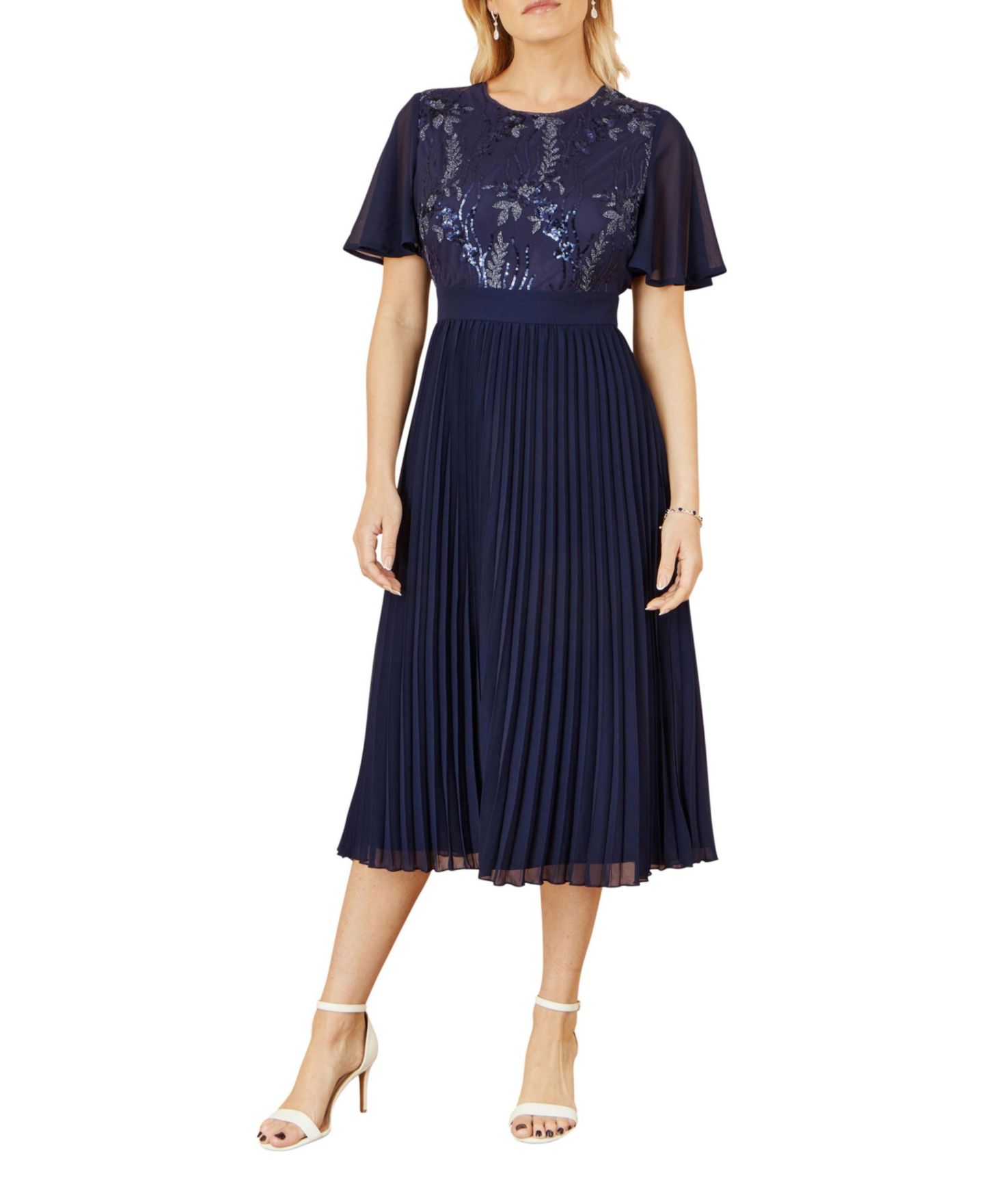 Женское платье Yumi Sequin Embellished Pleated Midi, цвет: Тёмно-синий — фото 4
