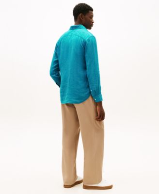 Men's Button-Down Linen Long Sleeve Shirt