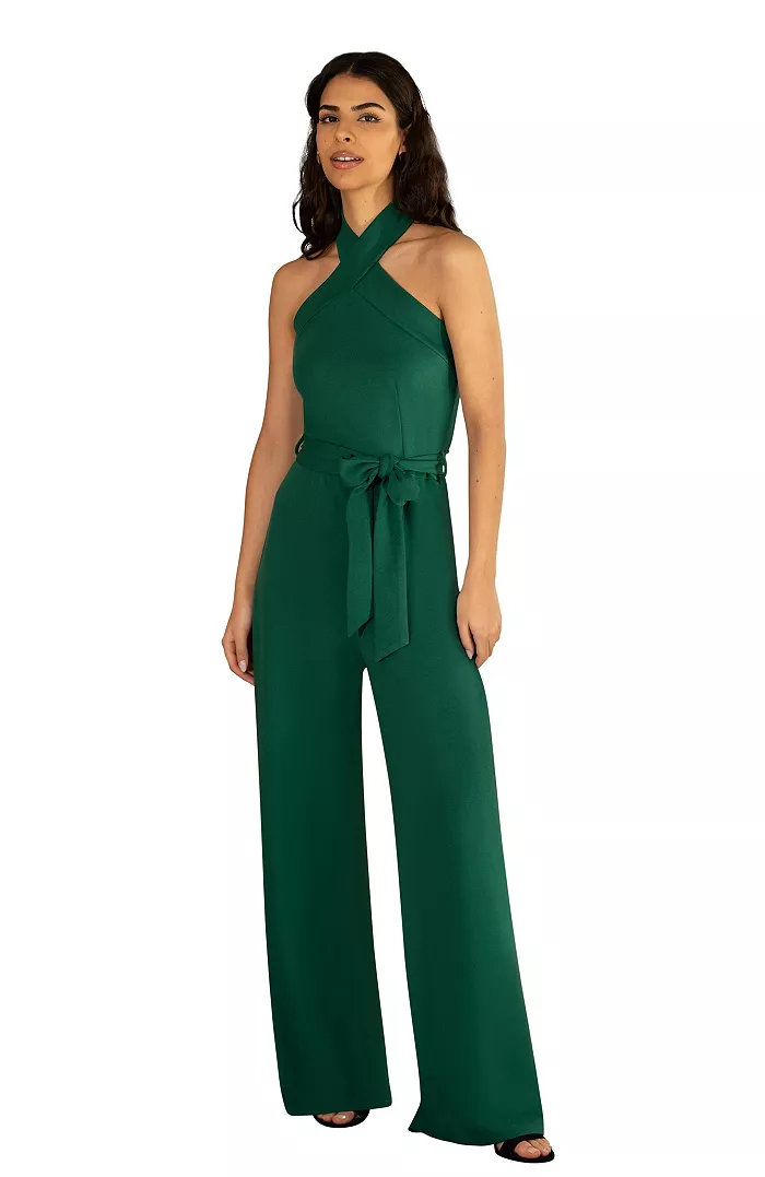 Women's Cross Over Halter Neck Jumpsuit - thumbnail 8
