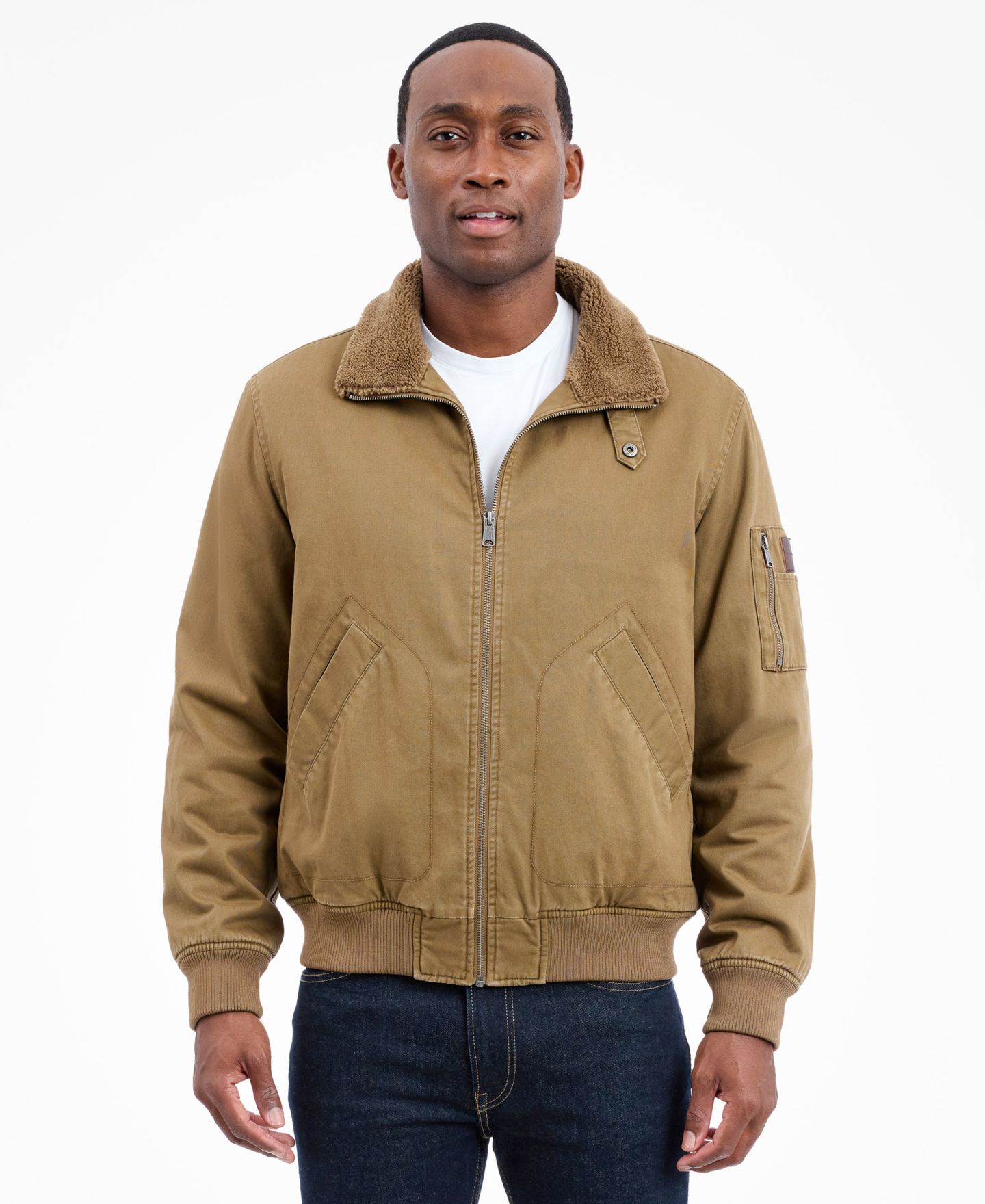 Мужская куртка Lucky Brand Sherpa Collar Flight, цвет: Хаки — фото 8