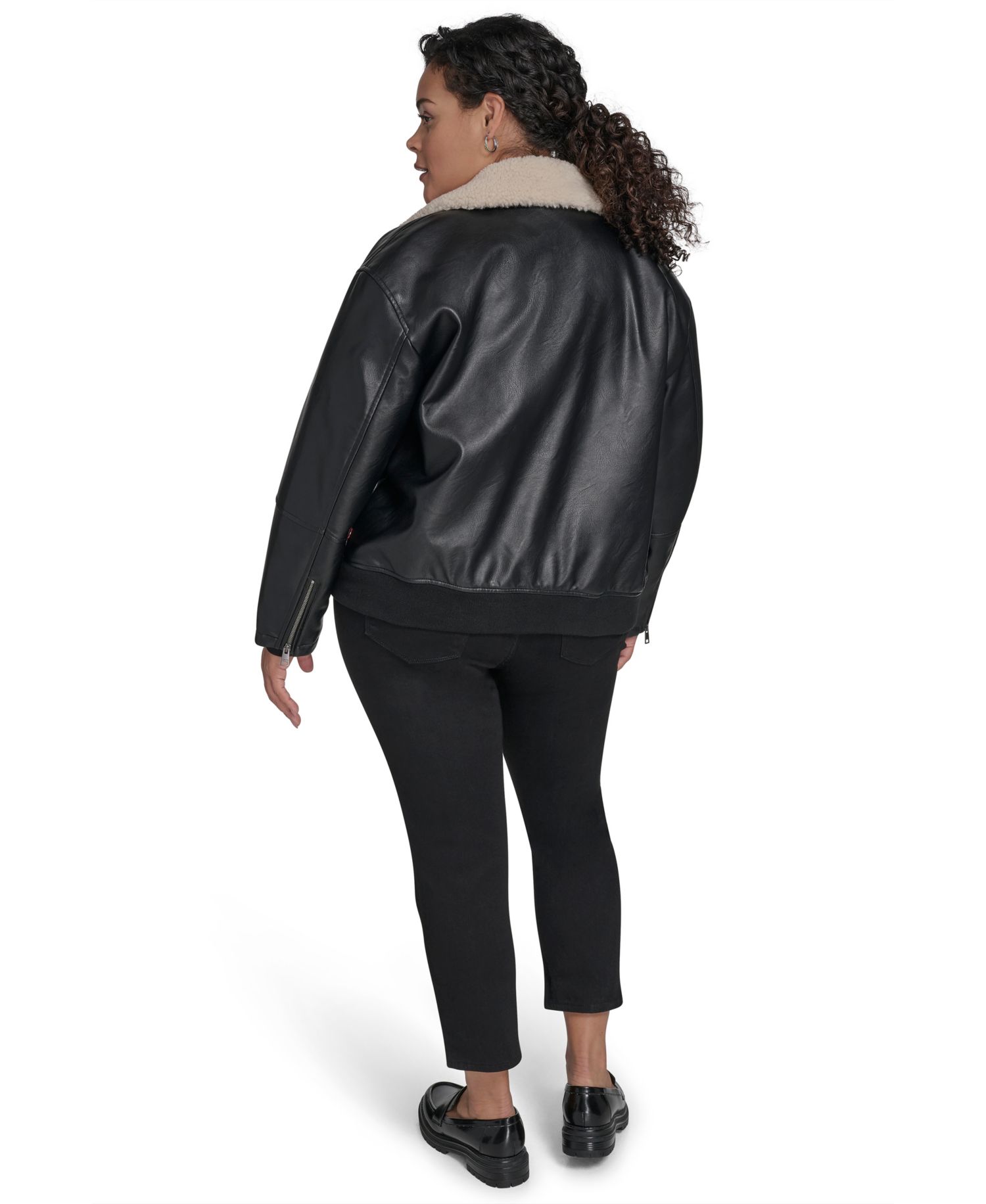 Plus Size Sherpa Collar Bomber Jacket