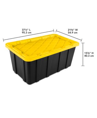 38 Gallon Industrial Stackable Storage Tote Lidded Containers, 4 Pack