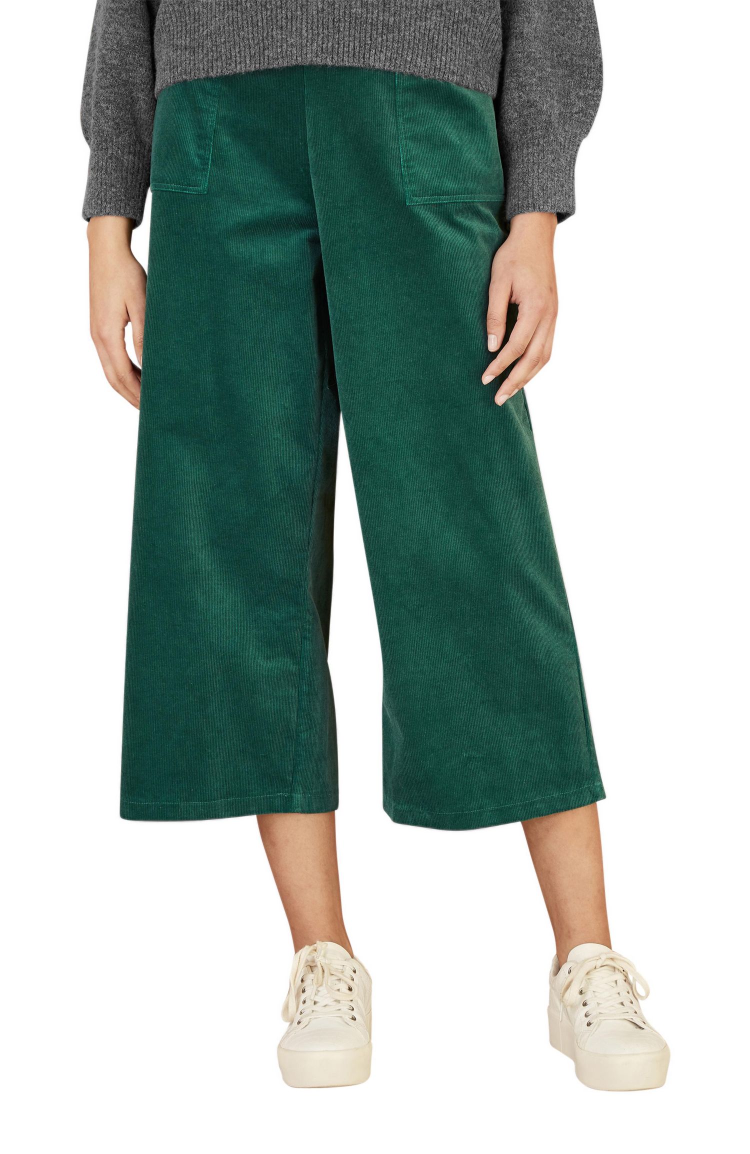 Women's Cord Cropped Wide Leg Pants