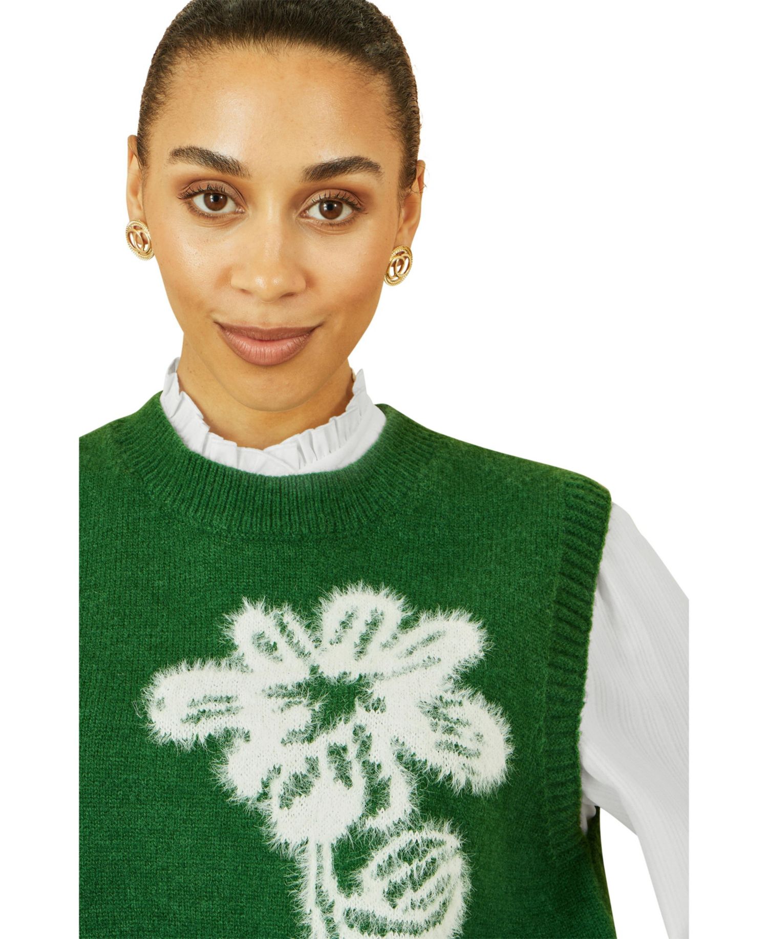 Women's Knitted Floral Sleeveless Sweater Vest