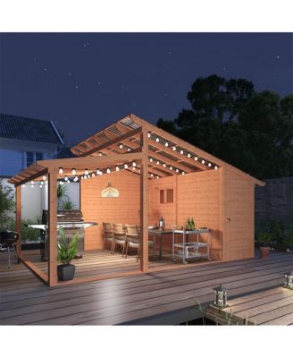 20' x 12.5' Outdoor Wooden Gazebo with Storage Room