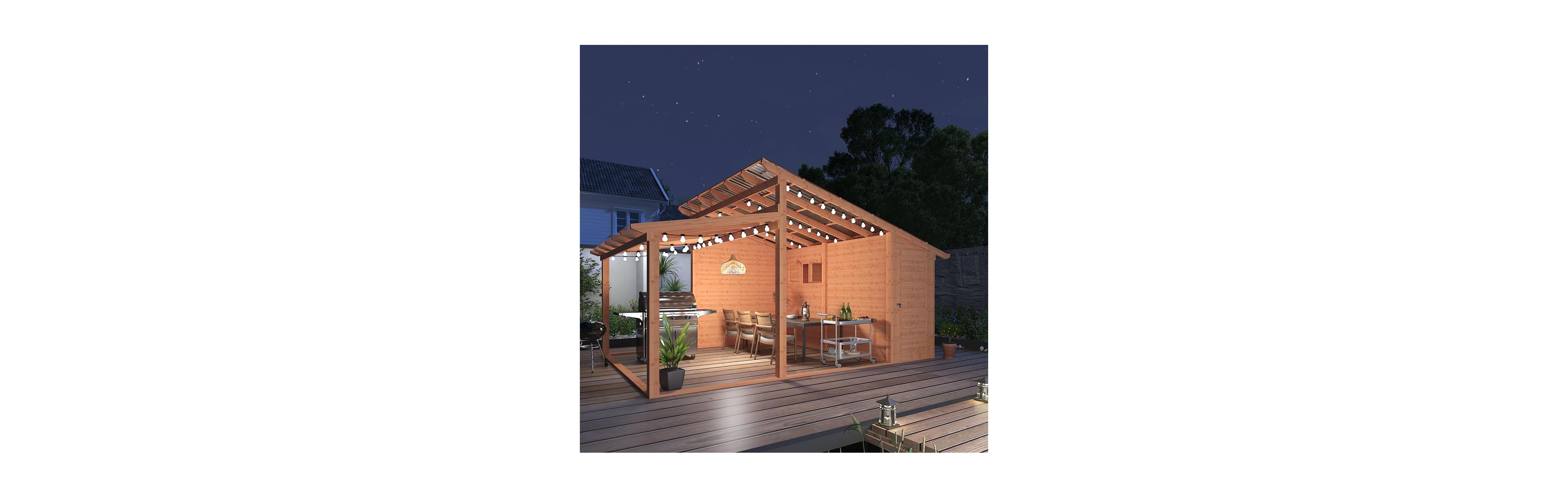 Aecojoy 20' x 12.5' Outdoor Wooden Gazebo with Storage Room