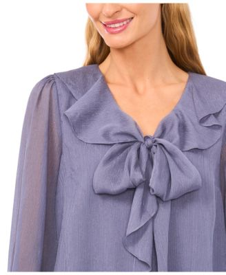 Women's Ruffle Tie V-Neck Top