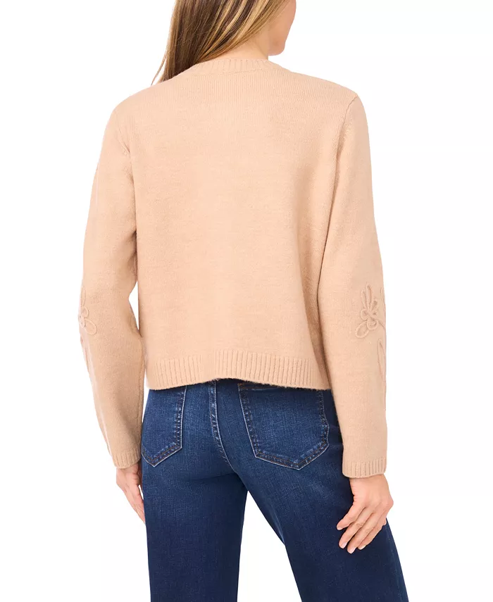 Women's Flower Embroidery Long Sleeves Cardigan Sweater - thumbnail 8