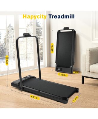 2 in 1 Walking Pad Treadmill with Incline, Under Desk Treadmill with LED Display & APP for Home Office