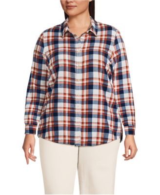 Plus Size Flannel Boyfriend Long Sleeve Shirt