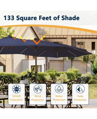 15 ft. Outdoor Rectangular Crank Market Umbrella Patio Umbrella