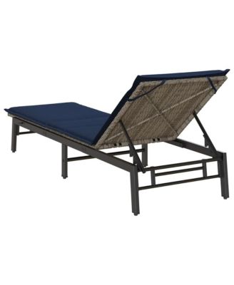 Sun Lounger Grey, Navy Blue PE rattan, Powder-coated steel Standard