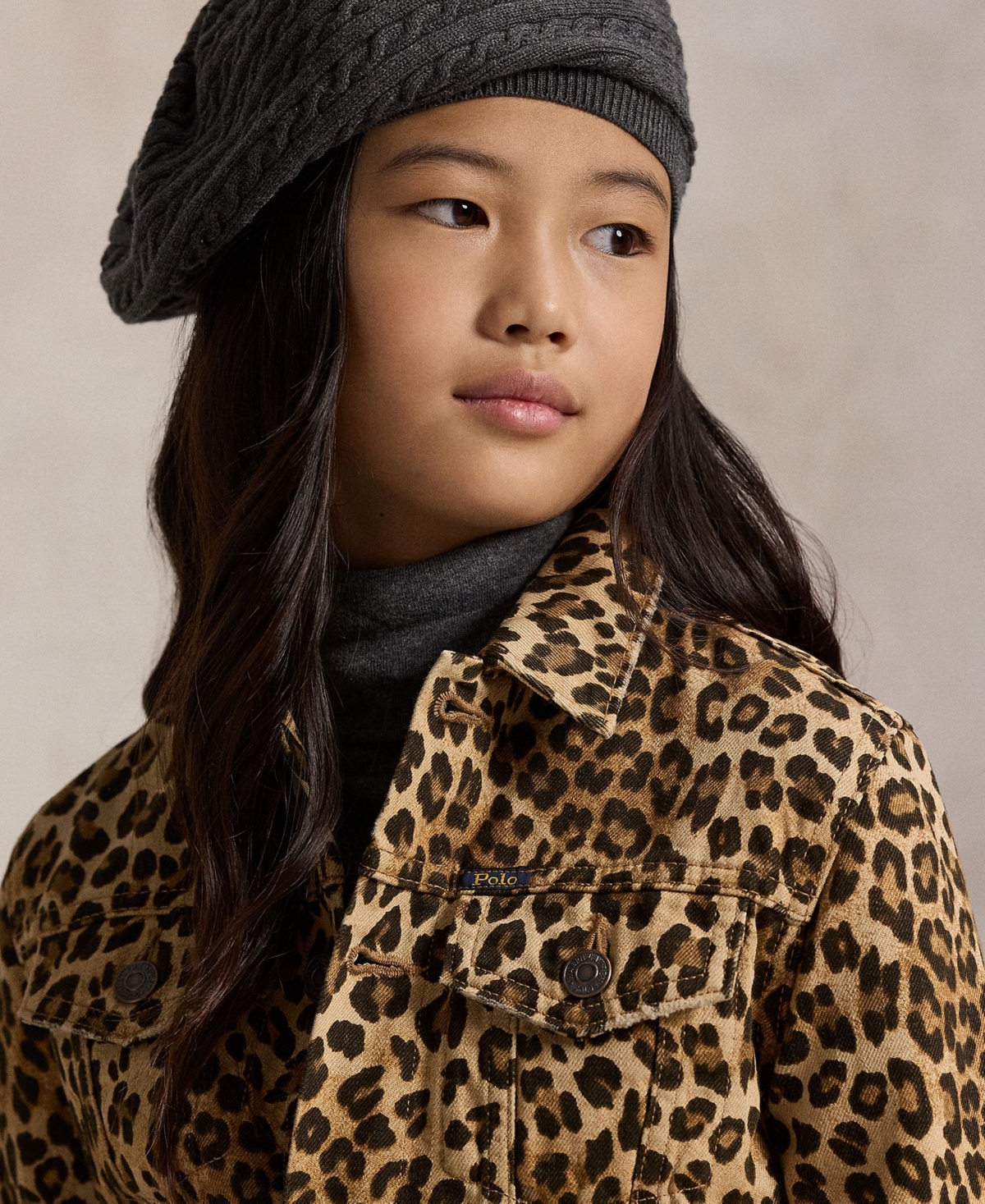 Polo Ralph Lauren Girls 7-16 Leopard-Print Trucker Jacket