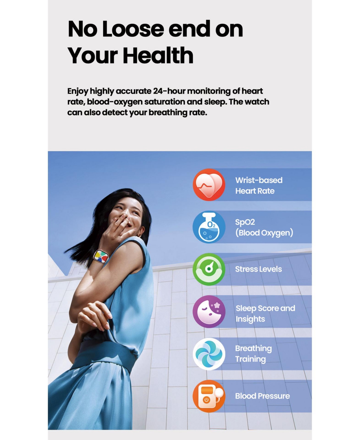 Ruxinf smart Bluetooth Call 2.03-inch High Definition Edge-to-Edge Square Screen Waterproof