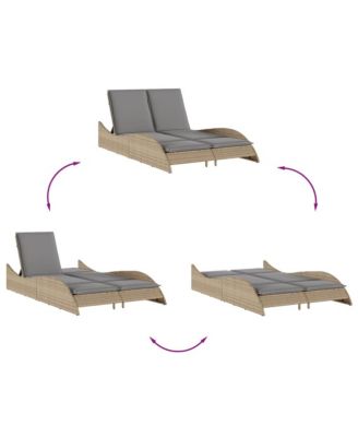 Sun Lounger Beige PE rattan 44.9x80.7x28.7 in