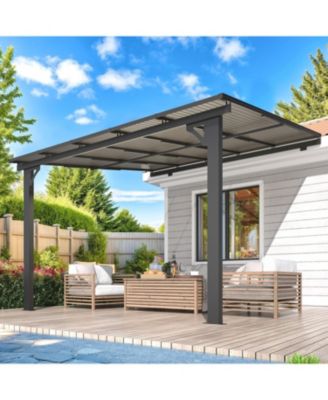 10'x10' Adjustable Height Wall Mounted Outdoor Gazebos Pergola