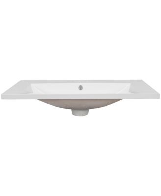 30" Ceramic 3-Faucet-Hole Single Bathroom Vanity Top with Basin