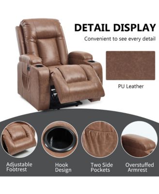 PU Infinite Position Up to 350 LBS Power Lift Recliner Chair for Elderly, Heavy Duty Motion Mechanism with 8-Point Vibration Massage