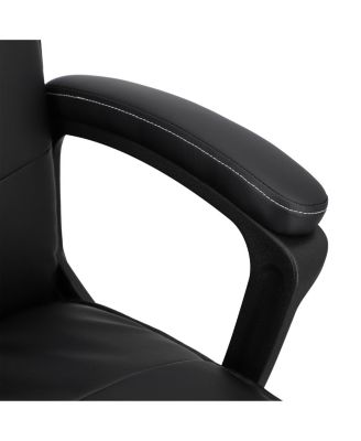 High Back Tufted Faux Leather Adjustable Office Chair in Black