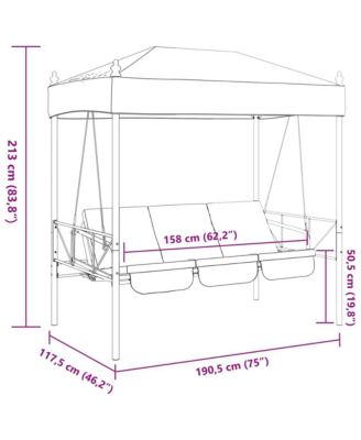 Garden Swing Bench Dark Grey Powder-Coated Steel, Polyester