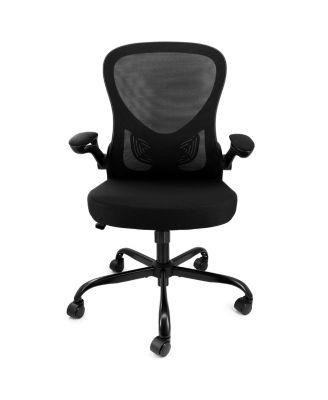 Mid Back Adjustable Mesh and Fabric Office Chair in Black